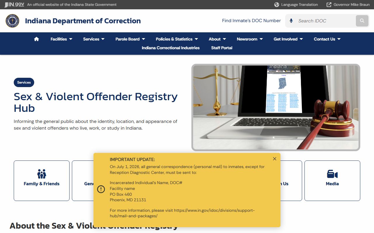 LaPorte County arrest records Indiana sex and violent offender registry page