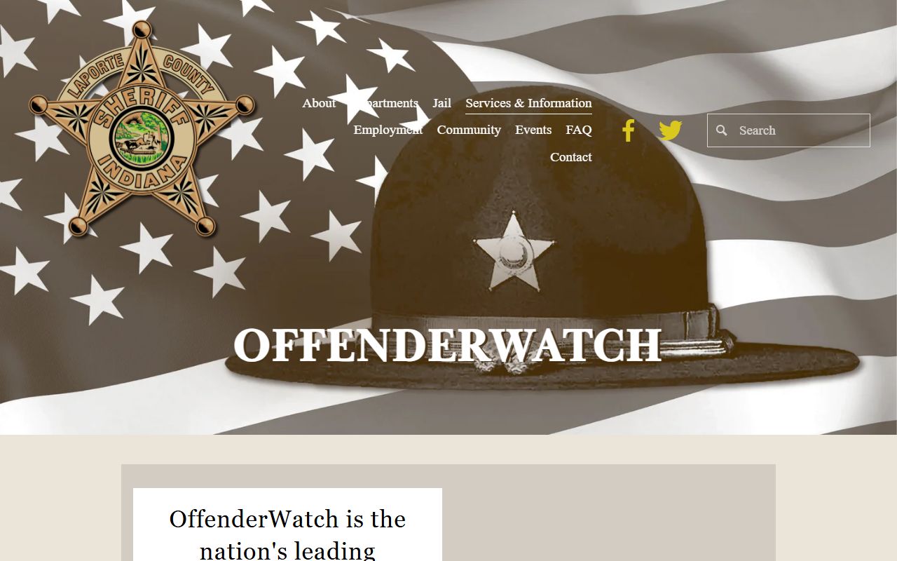 LaPorte County arrest records sheriff OffenderWatch registry page
