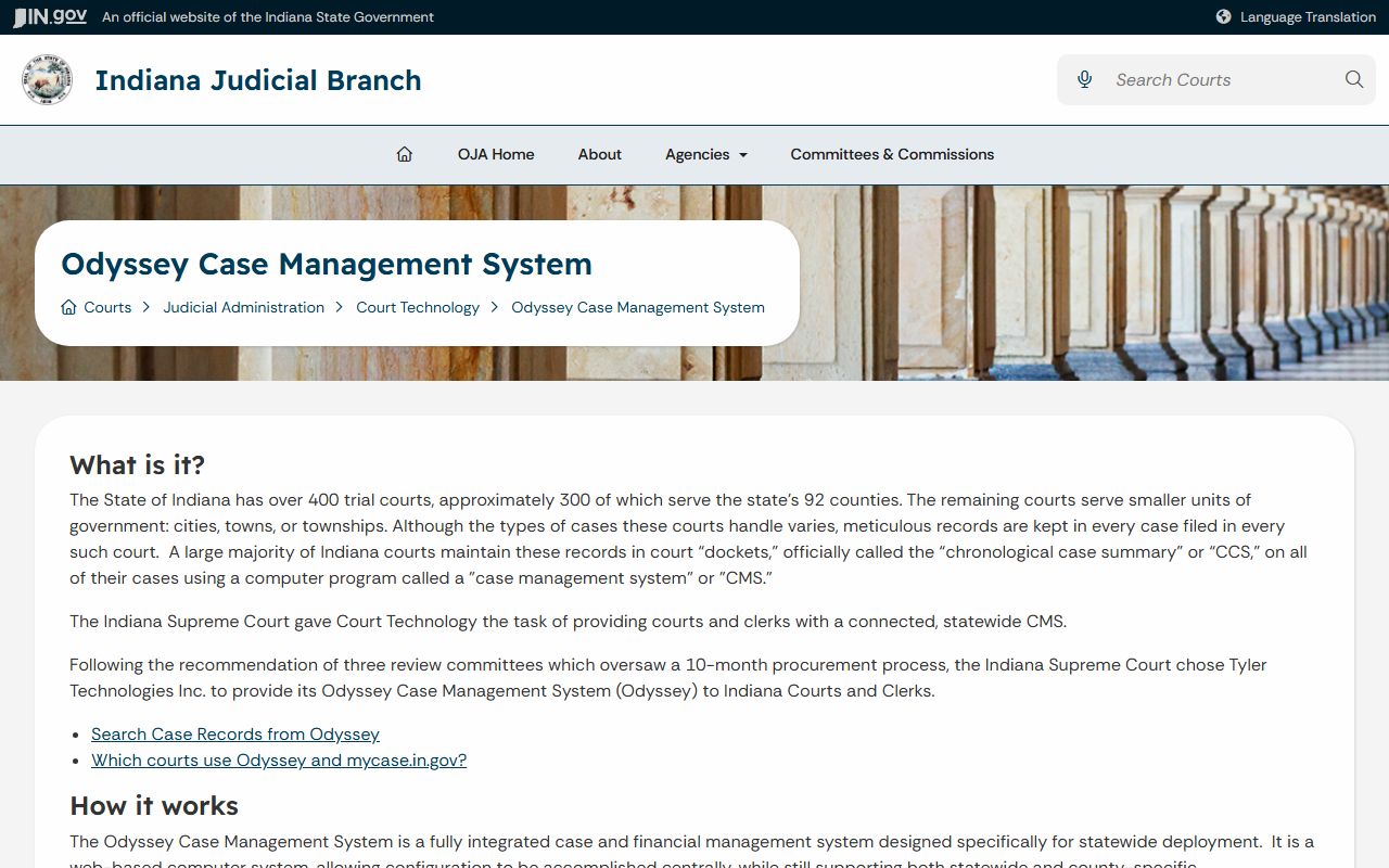 LaPorte County court dockets in Indiana Odyssey case management system