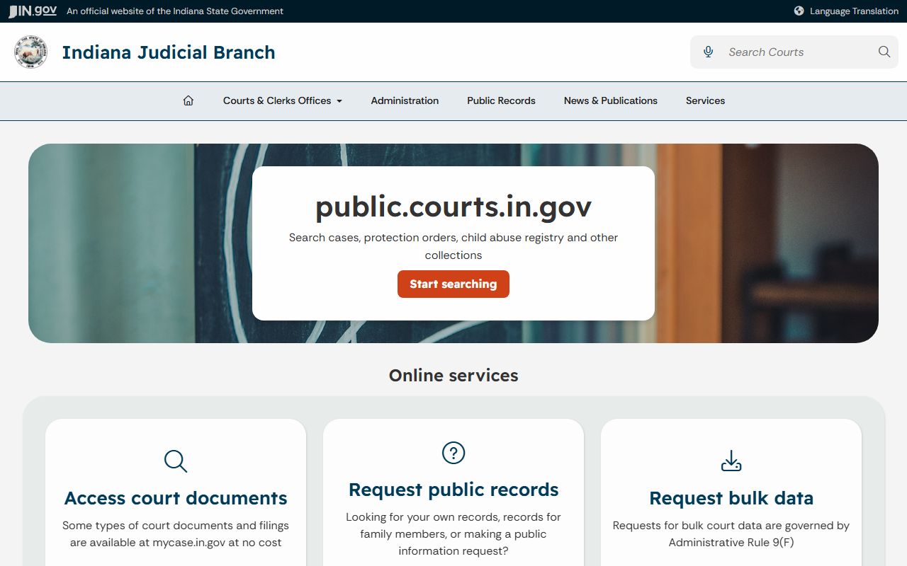 LaPorte County court records access through the Indiana public court records portal