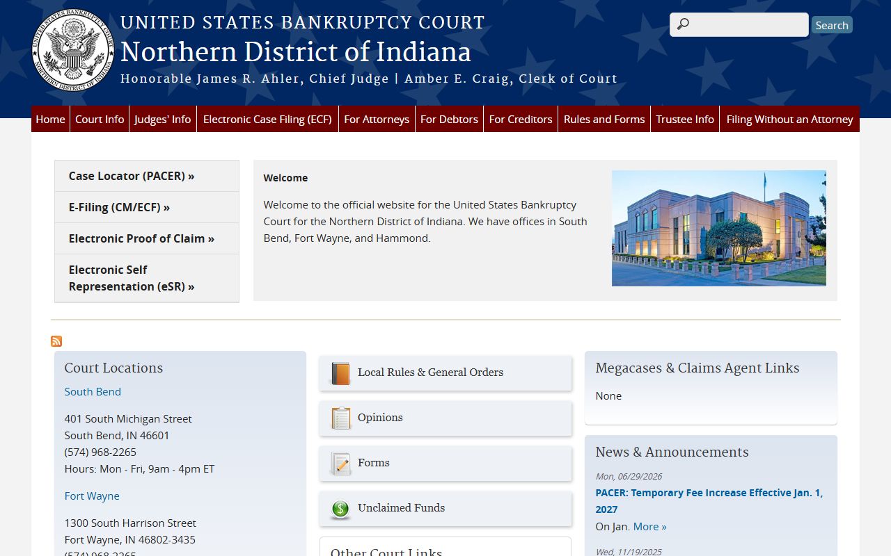 LaPorte County court records and U.S. Bankruptcy Court Northern District of Indiana access
