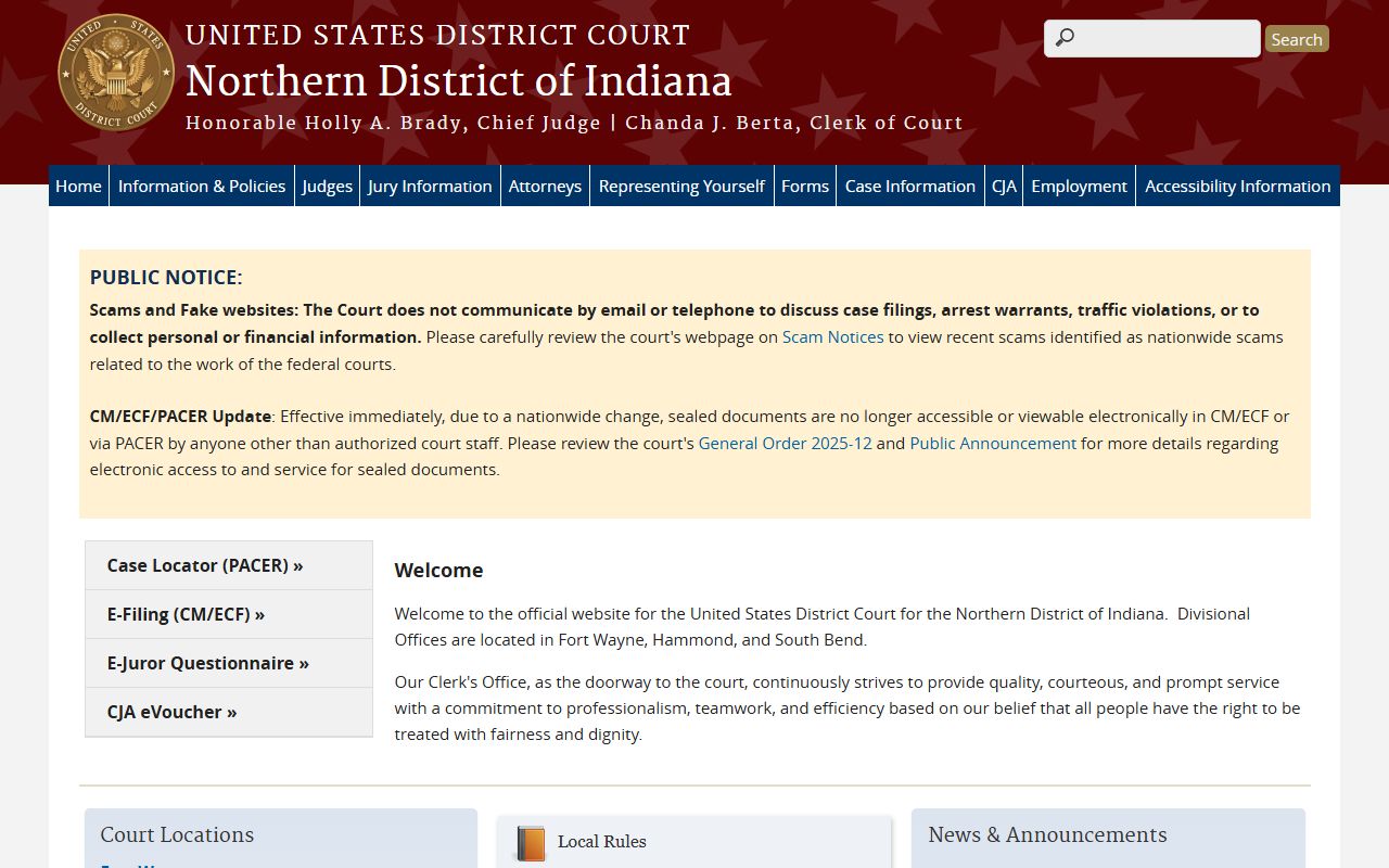 LaPorte County court records and U.S. District Court Northern District of Indiana access