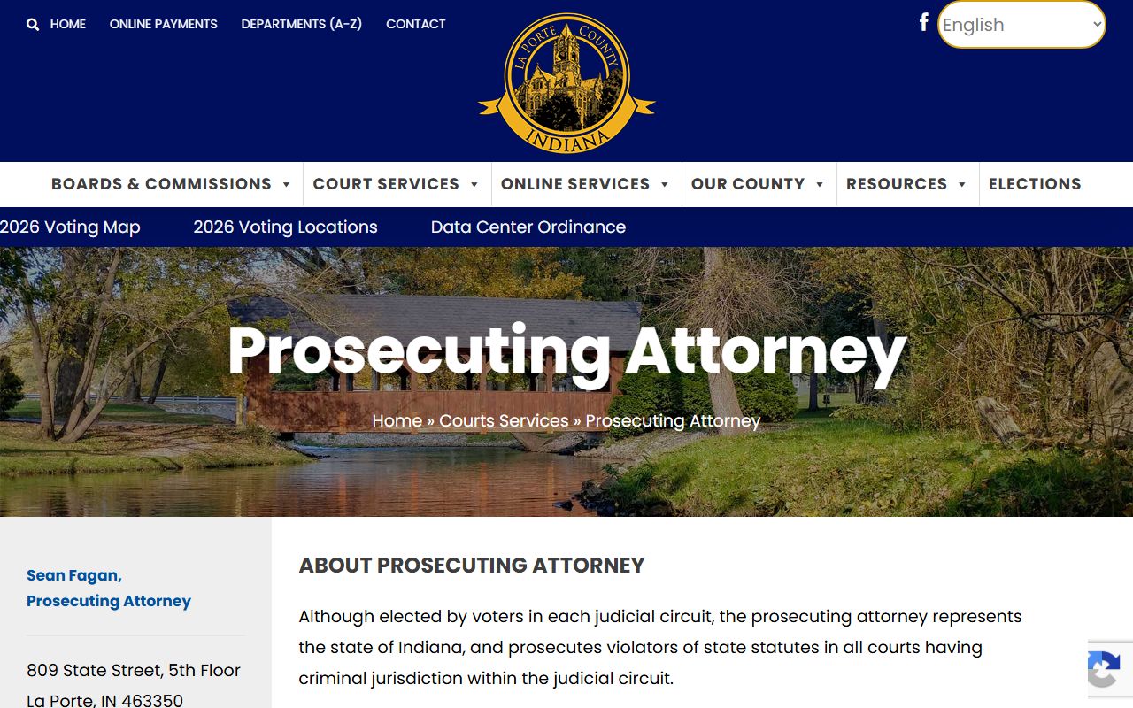 LaPorte County criminal court records and Prosecuting Attorney office