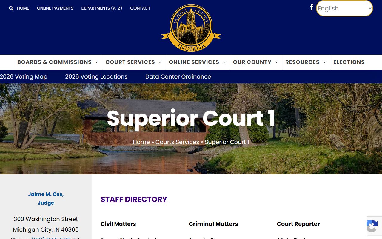 LaPorte County Circuit Court and Superior Court records from Superior Court 1