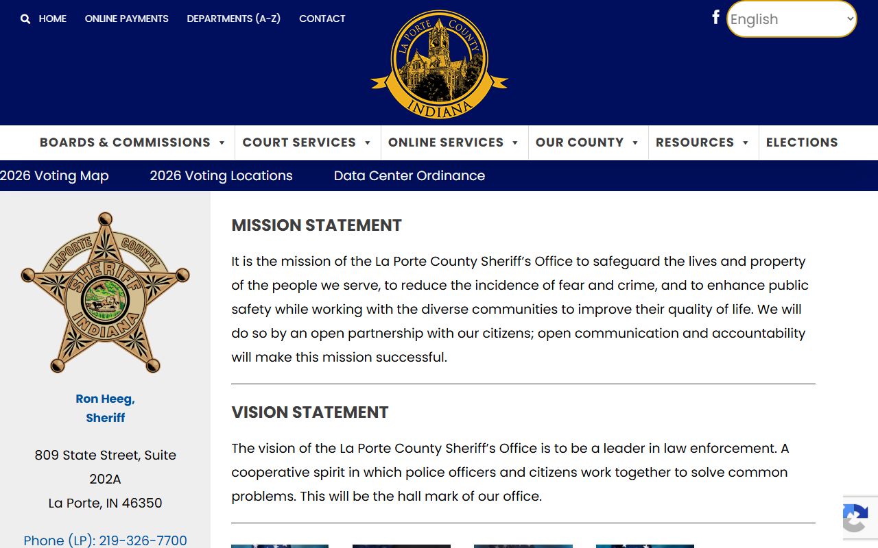 LaPorte County court records sheriff department page