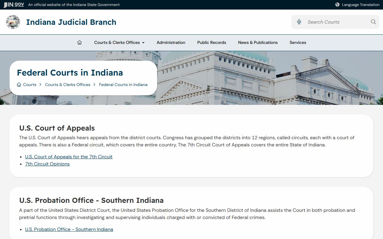 LaPorte County court records Indiana Judicial Branch federal courts directory