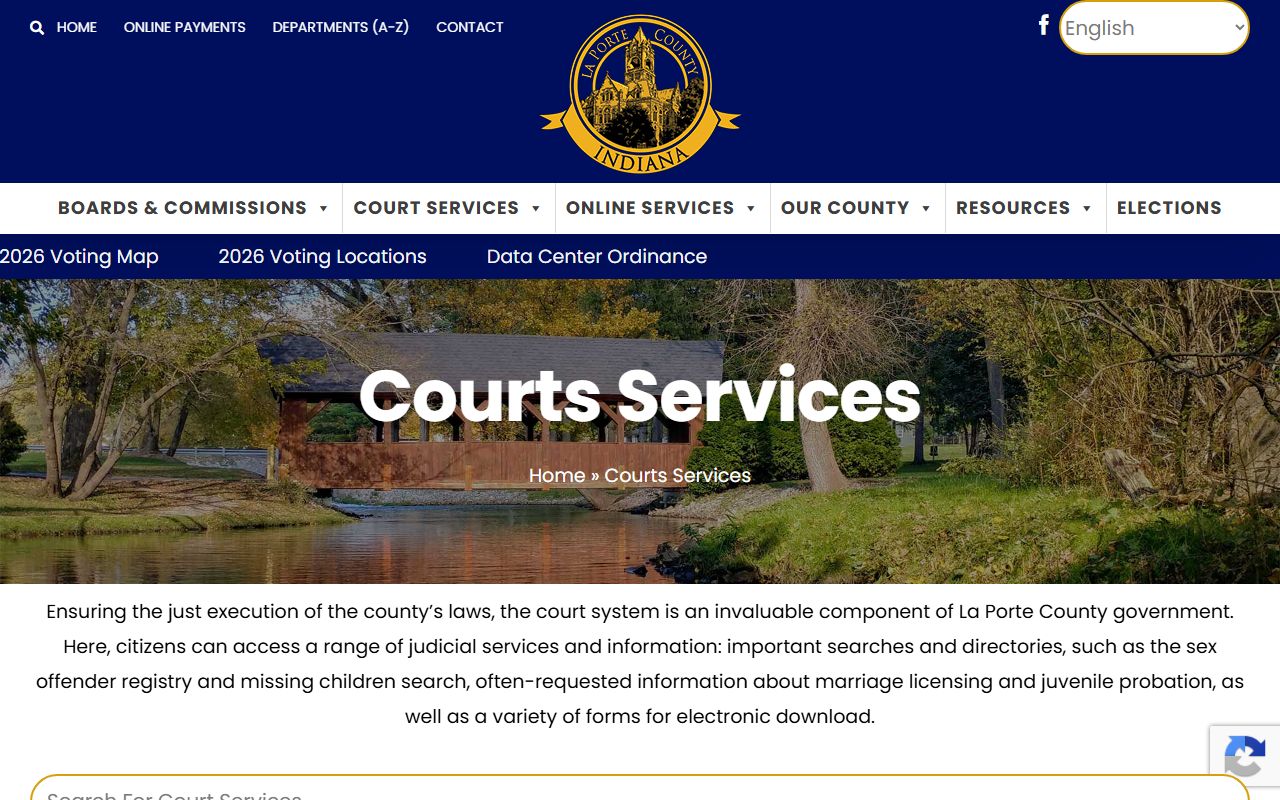 LaPorte County court records courts services page