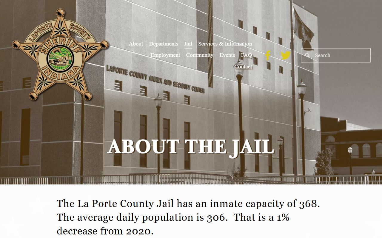 LaPorte County inmate records jail capacity and history page
