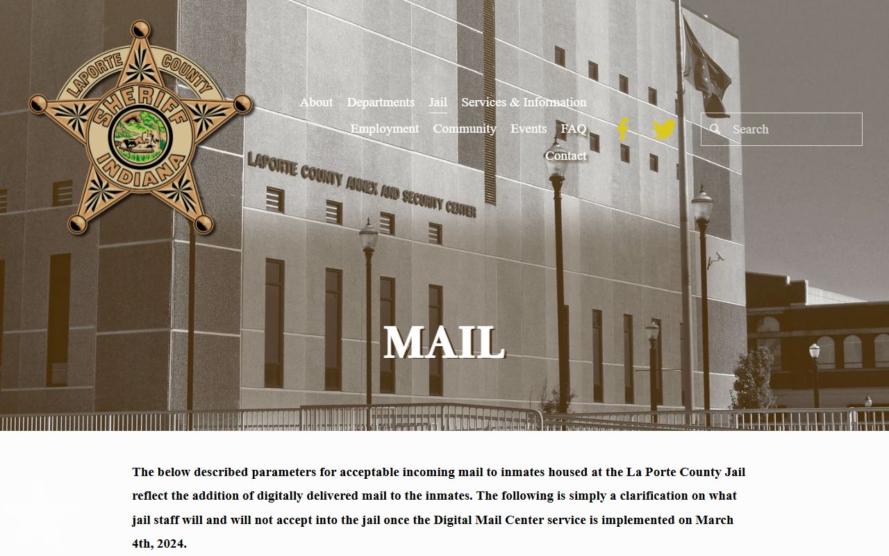 LaPorte County inmate records jail mail rules