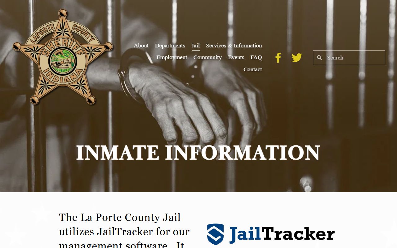 LaPorte County inmate records sheriff inmate information page