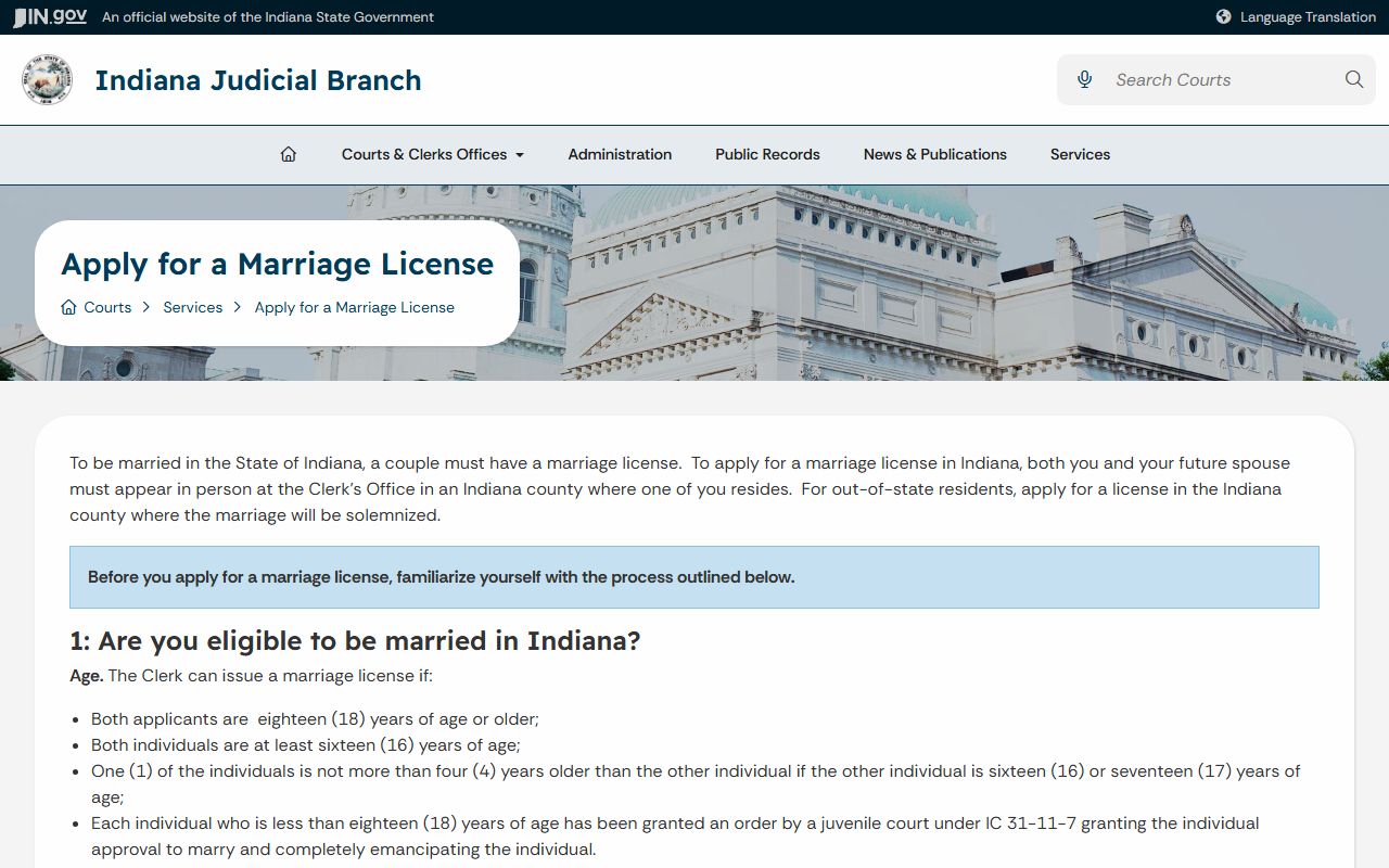 LaPorte County marriage records Indiana statewide marriage license source