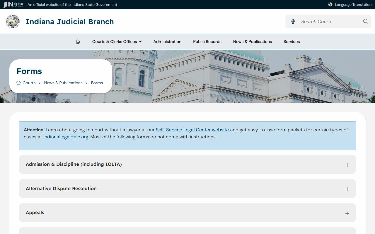 LaPorte County probate records Indiana Judicial Branch forms source