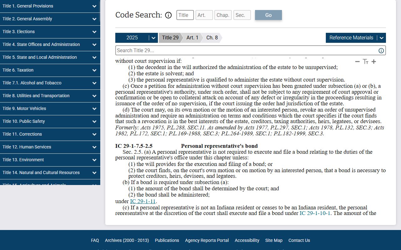 LaPorte County probate records Indiana small estate statute source
