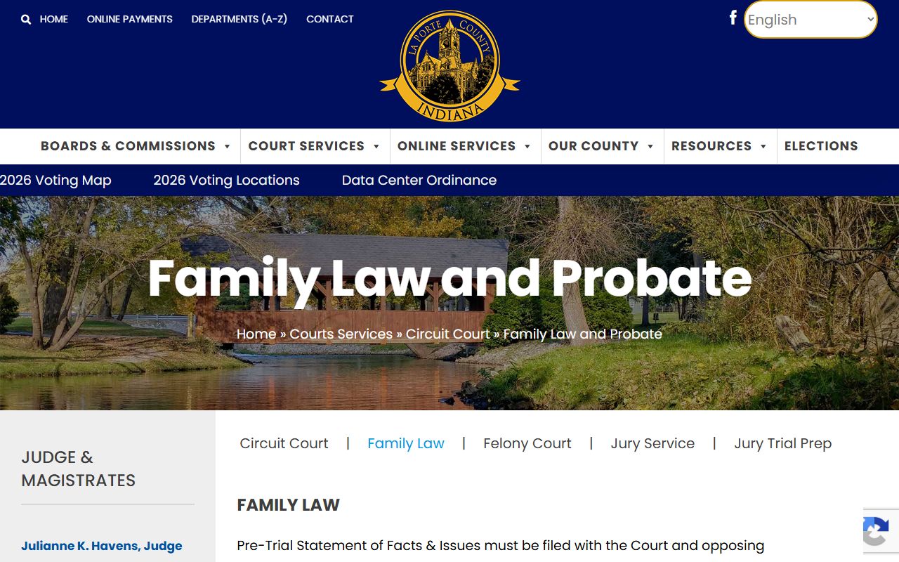 LaPorte County probate records Circuit Court family law and probate source