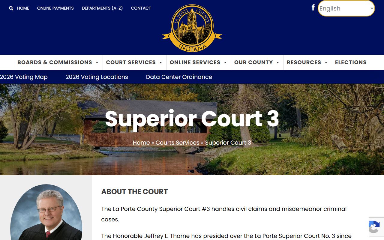 LaPorte County traffic court records Superior Court 3 traffic page